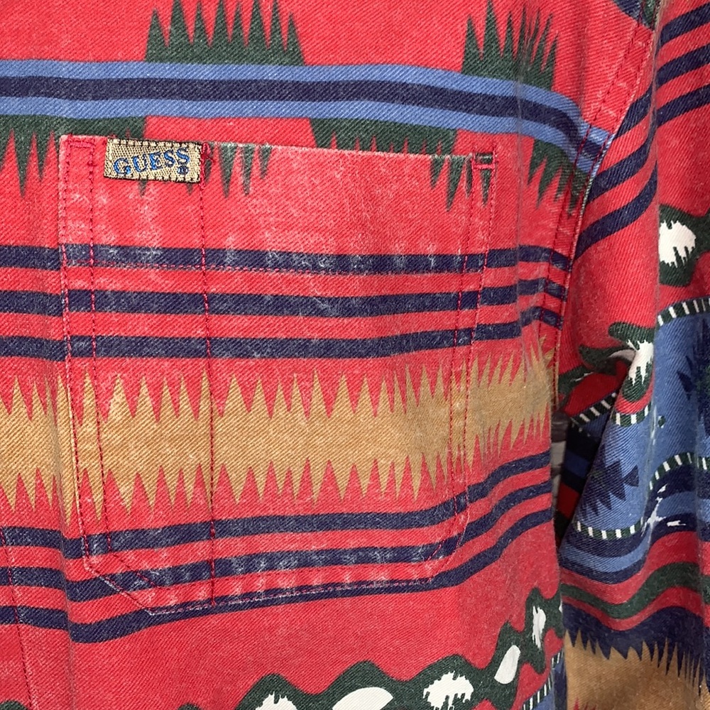 Guess - Aztec Pattern Western Button Up - Xl - image 6